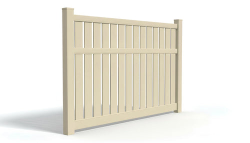 6' Tall x 8' Wide Semi-Private Picket Fence Panel For Vinyl Fences (AFC-034) - Tan