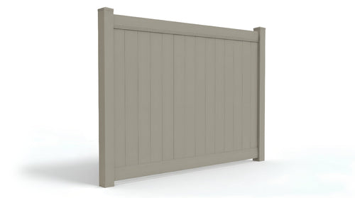 6' Tall x 8' Wide Privacy Fence Panel For Vinyl Fences (AFC-373) - Light Gray