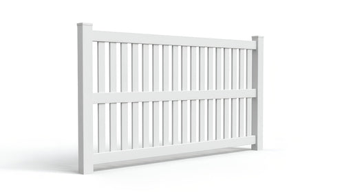 5' Tall x 8' Wide Closed Picket Fence Panel w/ 3" Gap For Vinyl Fences (AFC-014) - White