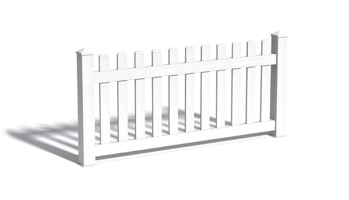 4' Tall x 6' Wide Picket Fence Panel w/ 3" Gap For Vinyl Fences (AFC-15) - White