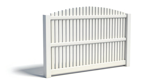 6' Tall x 8' Wide Overscallop Picket Fence Panel w/ 1" Gap For Vinyl Fences (AFC-012) - White