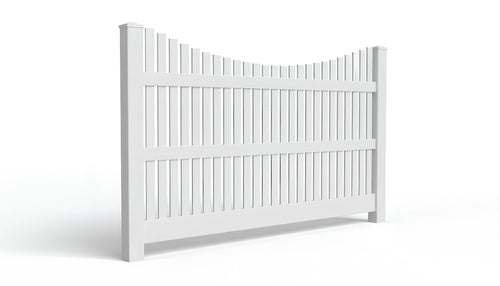 5' Tall x 8' Wide Underscallop Picket Fence Panel w/ 1" Gap For Vinyl Fences (AFC-003) - White