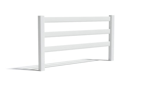5' Tall x 8' Wide 3-Rail Ranch Rail Fence Panel For Vinyl Fences (AFC-19A) - White