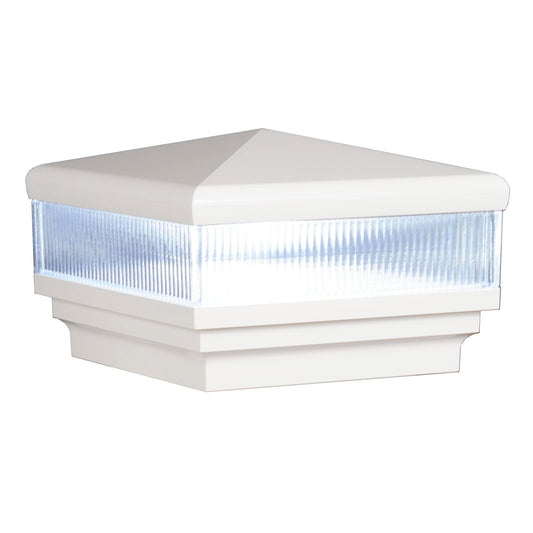 5" x 5" Neptune Scallop Lens Low Voltage LED Light Post Cap (Box of 6) For Vinyl Fences