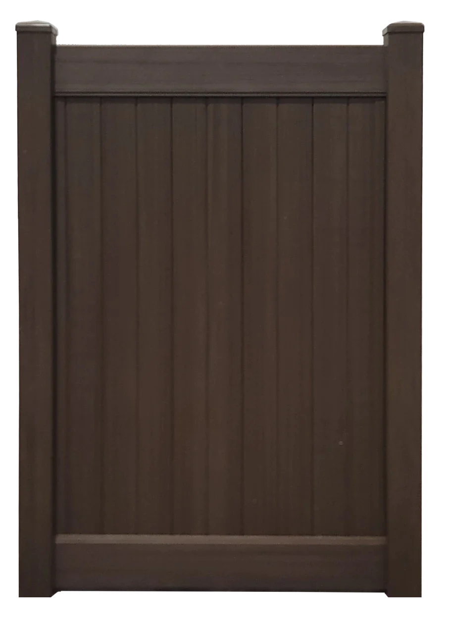 4' x 6' Chestnut Brown Single Swing Vinyl Gate For Vinyl Fences