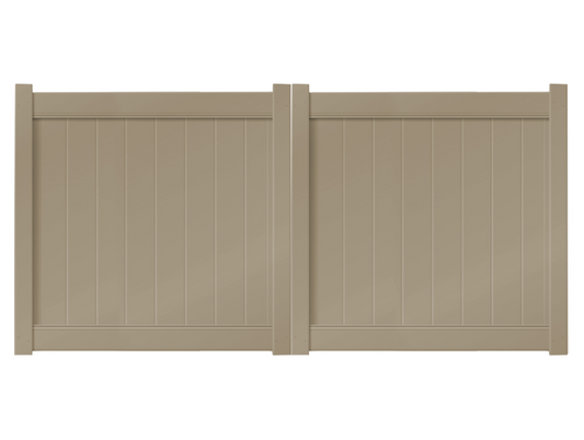 10' x 5' Khaki Double Drive Vinyl Gate For Vinyl Fences