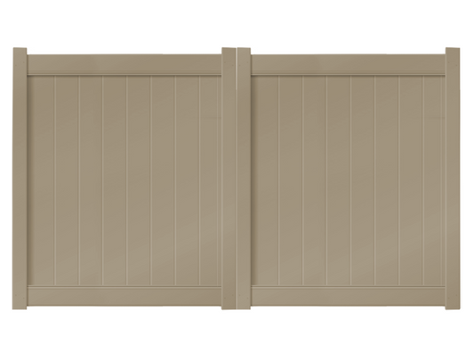 10' x 6' Khaki Double Drive Vinyl Gate For Vinyl Fences