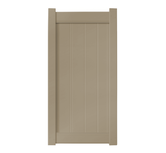 3' x 6' Khaki Single Swing Vinyl Gate For Vinyl Fences