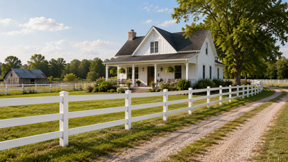 [350 Feet of Fence] 5' Tall 3-Rail Ranch Rail AFC-19A Vinyl Complete Fence Package