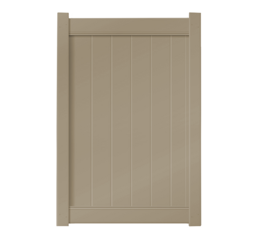 4' x 6' Khaki Single Swing Vinyl Gate For Vinyl Fences