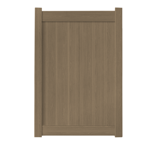 4' x 6' Weathered Cedar Single Swing Vinyl Gate For Vinyl Fences
