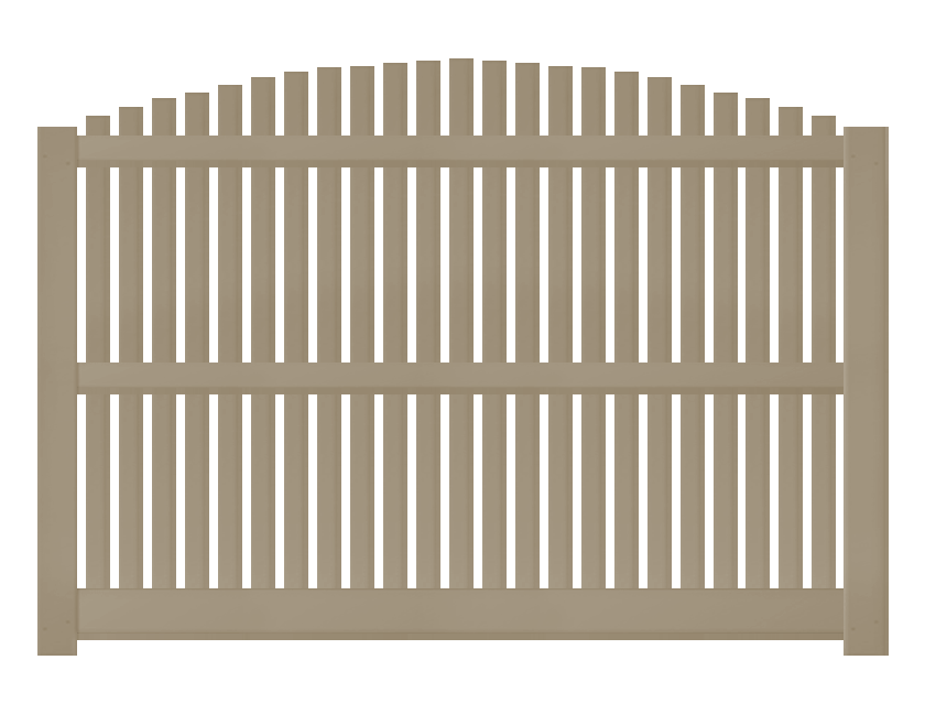 [Price Per Foot - AFC-6COS] 6' Tall Overscallop Picket Fence with 1" Air Space For Vinyl Fences