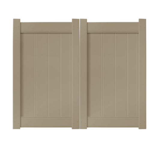 6' x 5' Khaki Double Drive Vinyl Gate For Vinyl Fences