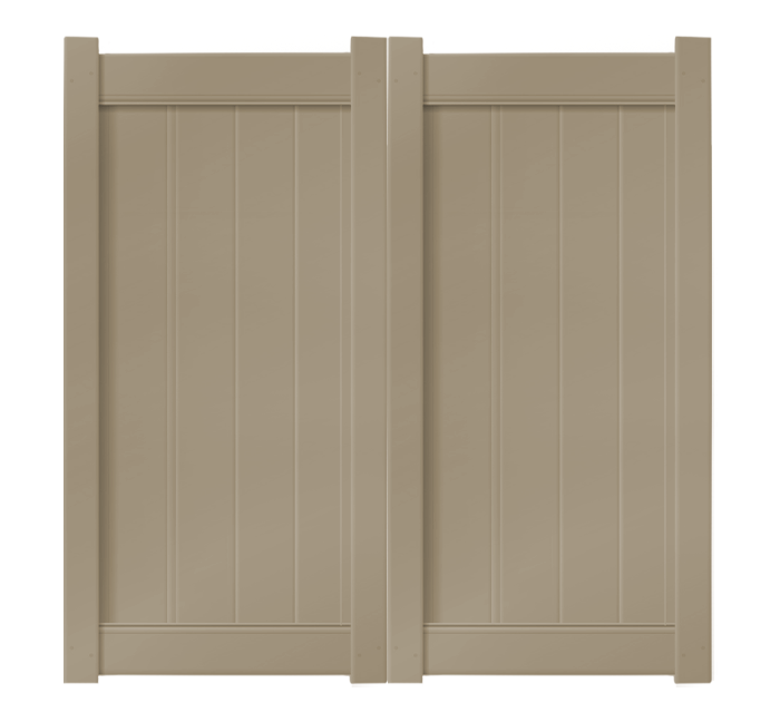 6' x 6' Khaki Double Drive Vinyl Gate For Vinyl Fences
