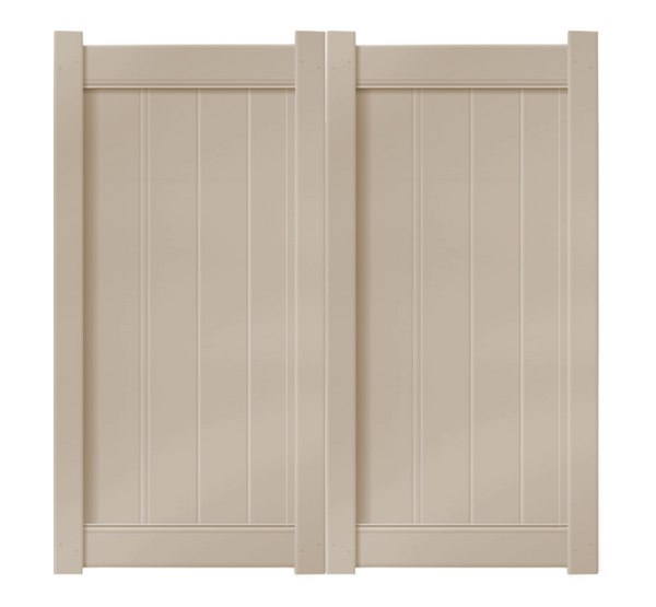 6' Tall x 6' Wide Double Drive Swing Vinyl Gate For Vinyl Fences (AFC-6COS)