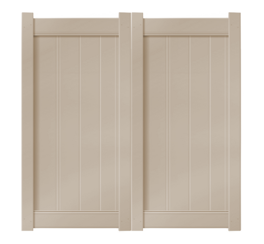 6' x 6' Sandstone Double Drive Vinyl Gate For Vinyl Fences