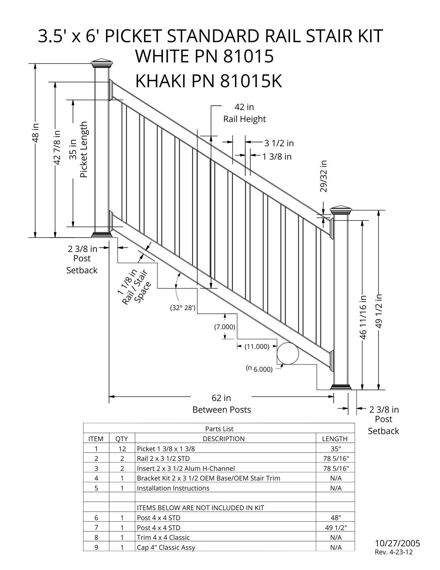 [Bundle Of 24 Kits] Picket Standard Rail Stair Kit