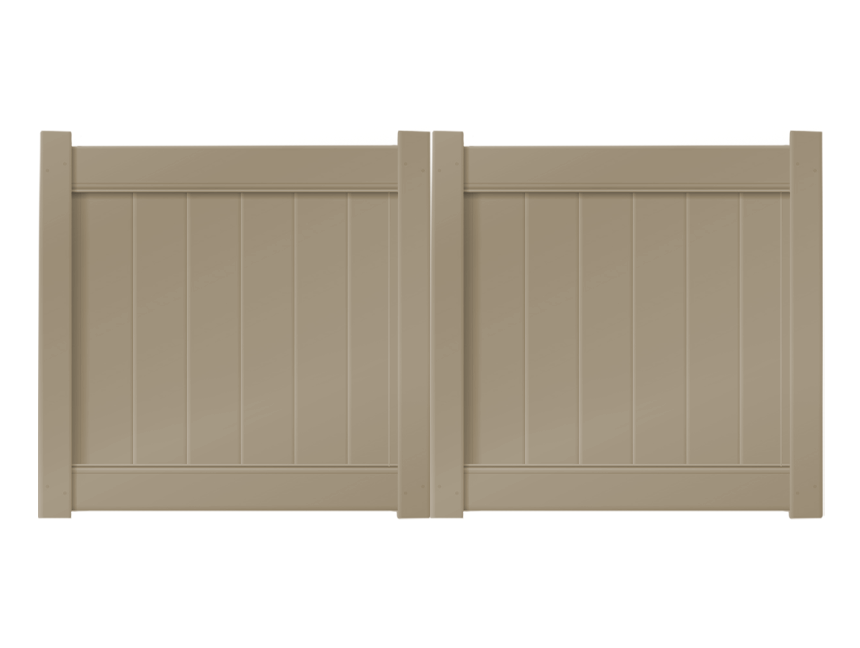 8' x 4' Khaki Double Drive Vinyl Gate For Vinyl Fences