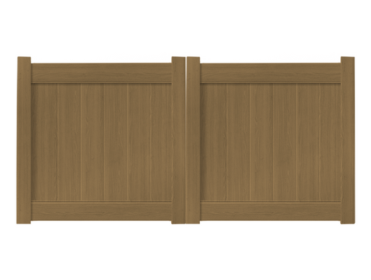 8' x 4' Natural Cedar Double Drive Vinyl Gate For Vinyl Fences