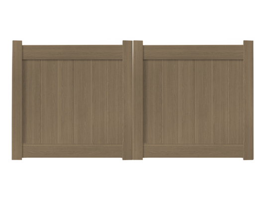 8' x 4' Weathered Cedar Double Drive Vinyl Gate For Vinyl Fences