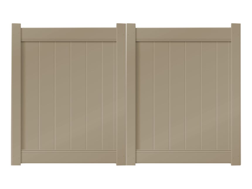 8' x 5' Khaki Double Drive Vinyl Gate For Vinyl Fences