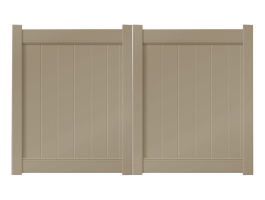 8' x 5' Khaki Double Drive Vinyl Gate For Vinyl Fences