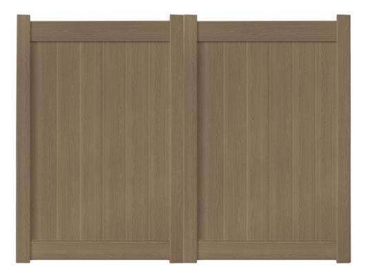 8' x 6' Weathered Cedar Double Drive Vinyl Gate For Vinyl Fences