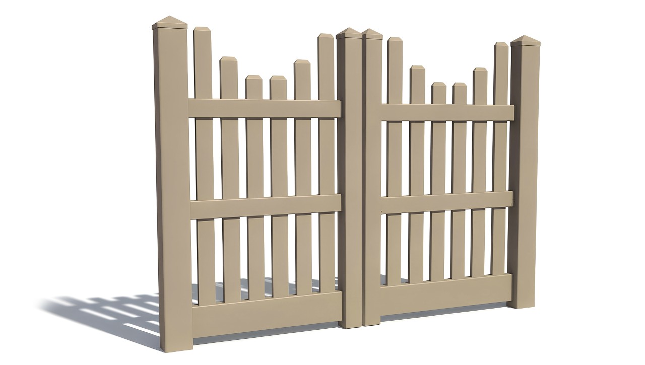 5' Tall x 6' Wide Double Drive Swing Vinyl Gate For Vinyl Fences (AFC-003)