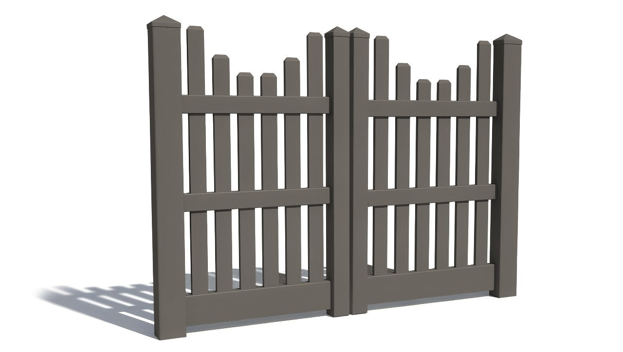 5' Tall x 6' Wide Double Drive Swing Vinyl Gate For Vinyl Fences (AFC-003)