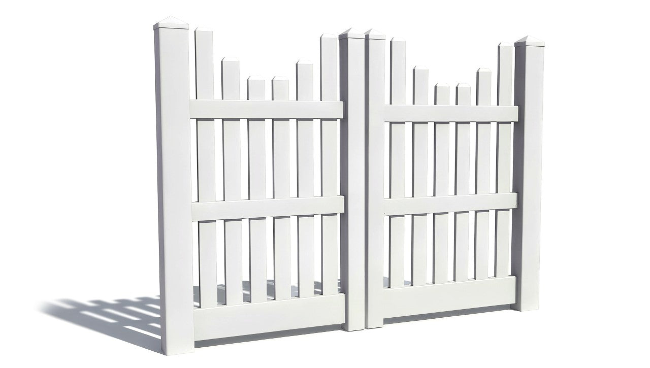 5' Tall x 6' Wide Double Drive Swing Vinyl Gate For Vinyl Fences (AFC-003)