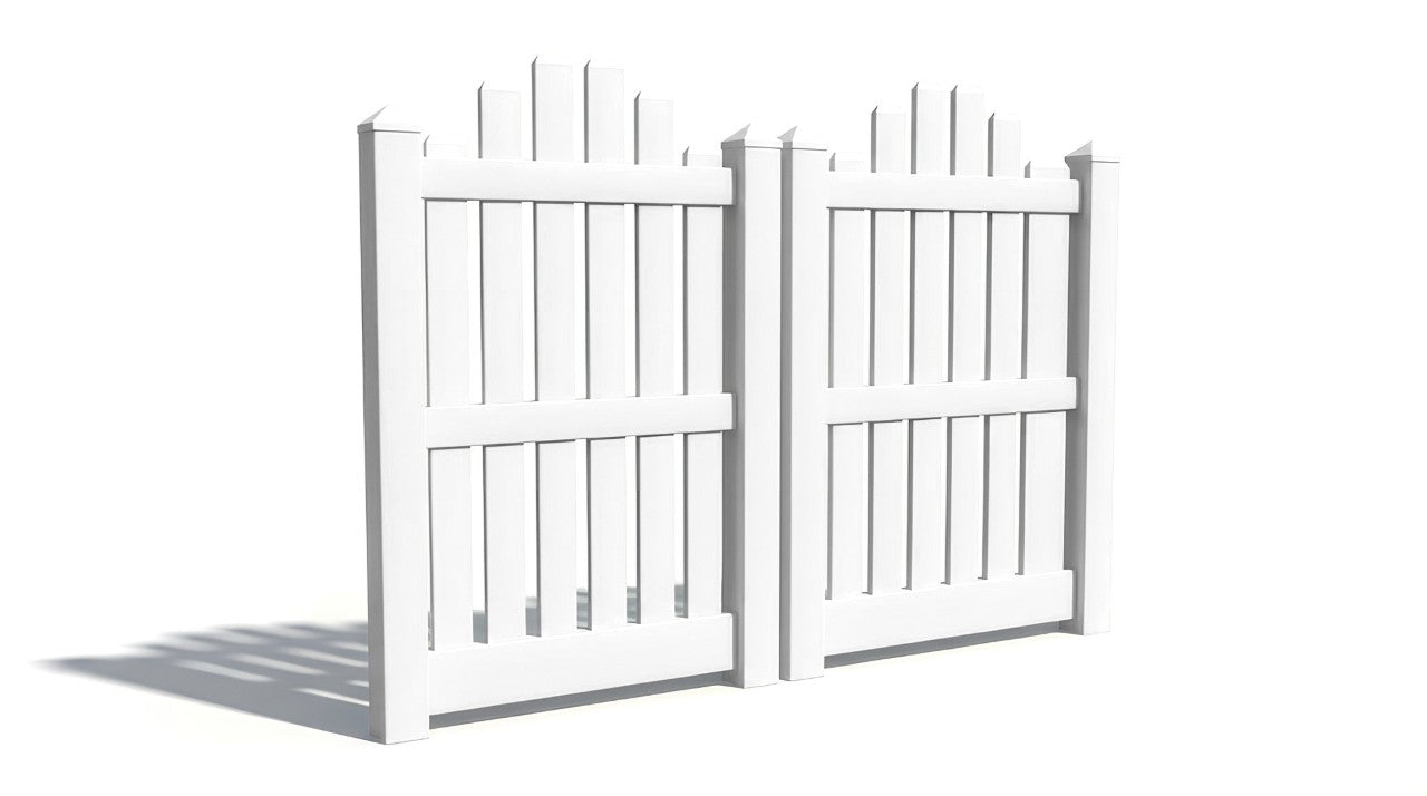 5' Tall x 6' Wide Double Drive Swing Vinyl Gate For Vinyl Fences (AFC-004)