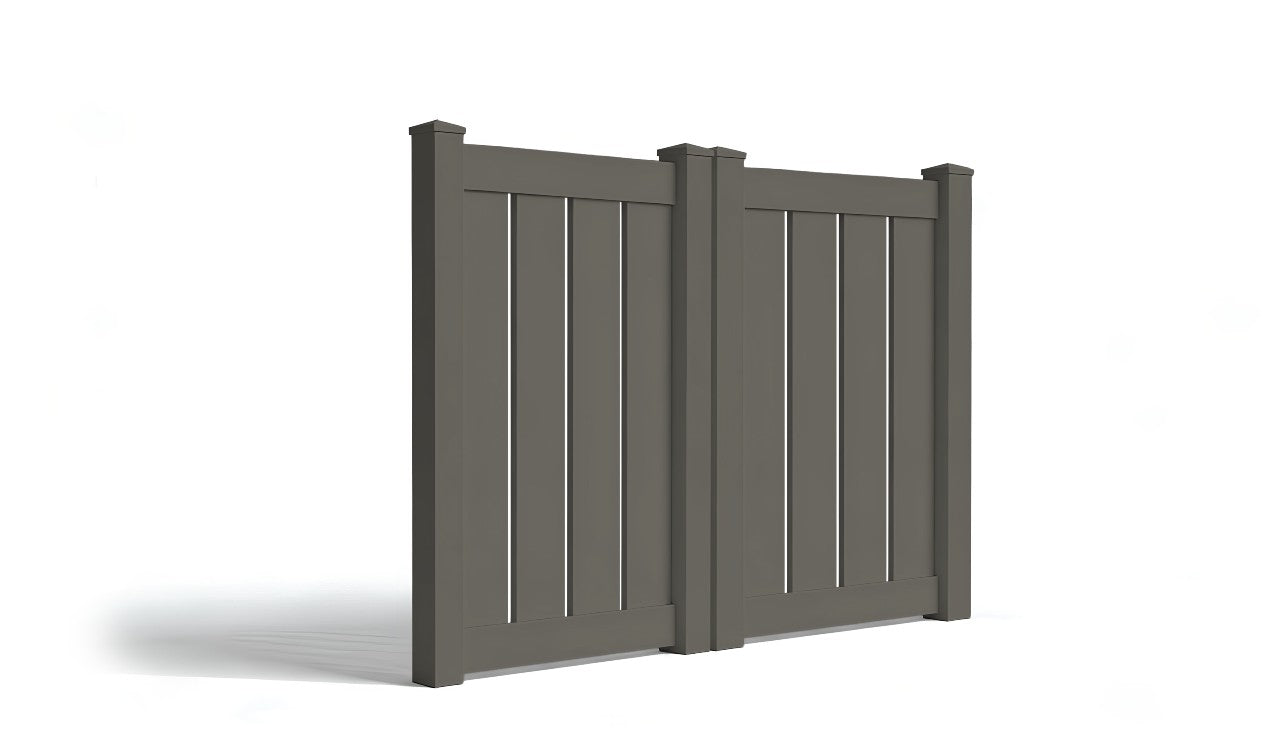 5' Tall x 6' Wide Double Drive Swing Vinyl Gate For Vinyl Semi-Privacy Fences (AFC-006)