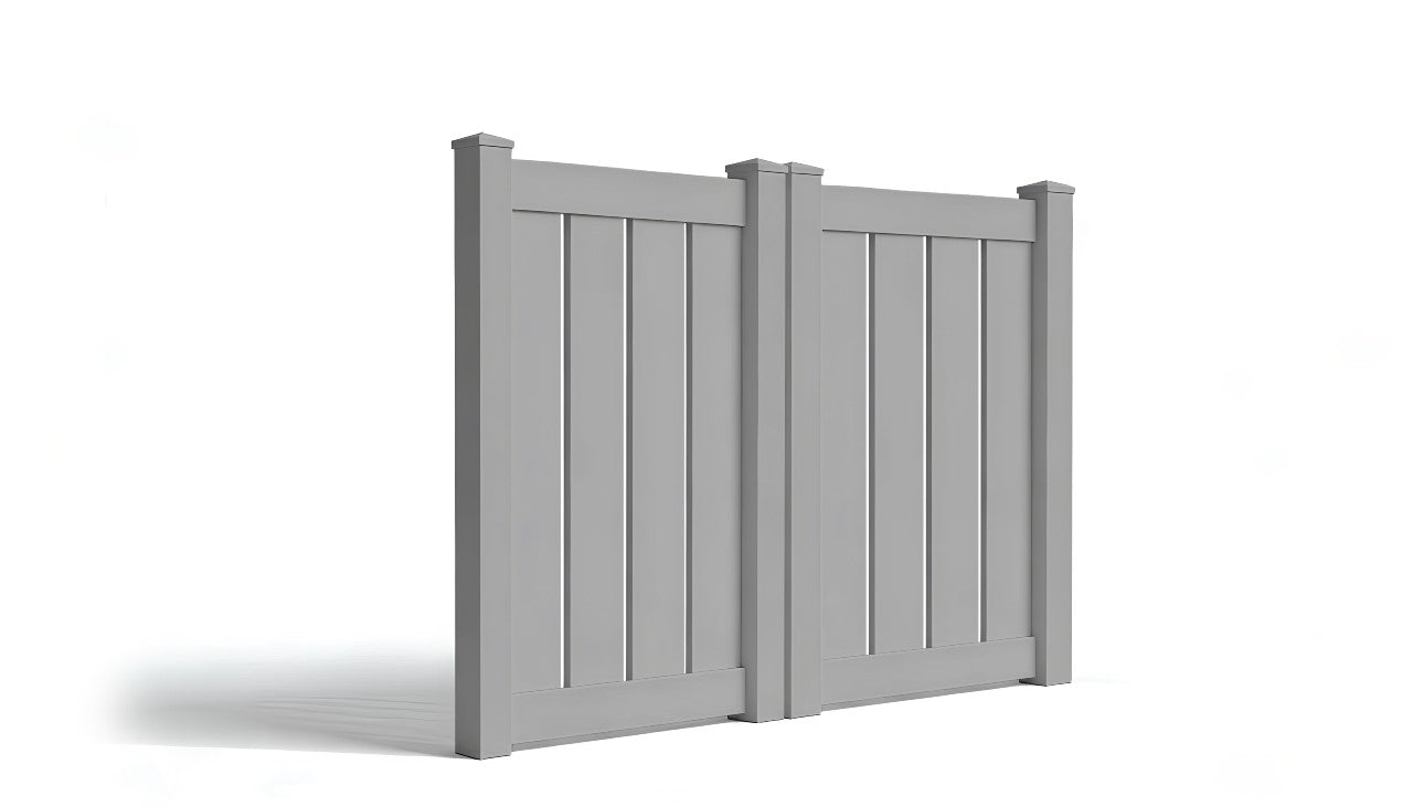 5' Tall x 6' Wide Double Drive Swing Vinyl Gate For Vinyl Semi-Privacy Fences (AFC-006)