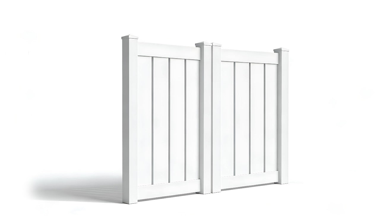 5' Tall x 6' Wide Double Drive Swing Vinyl Gate For Vinyl Semi-Privacy Fences (AFC-006)