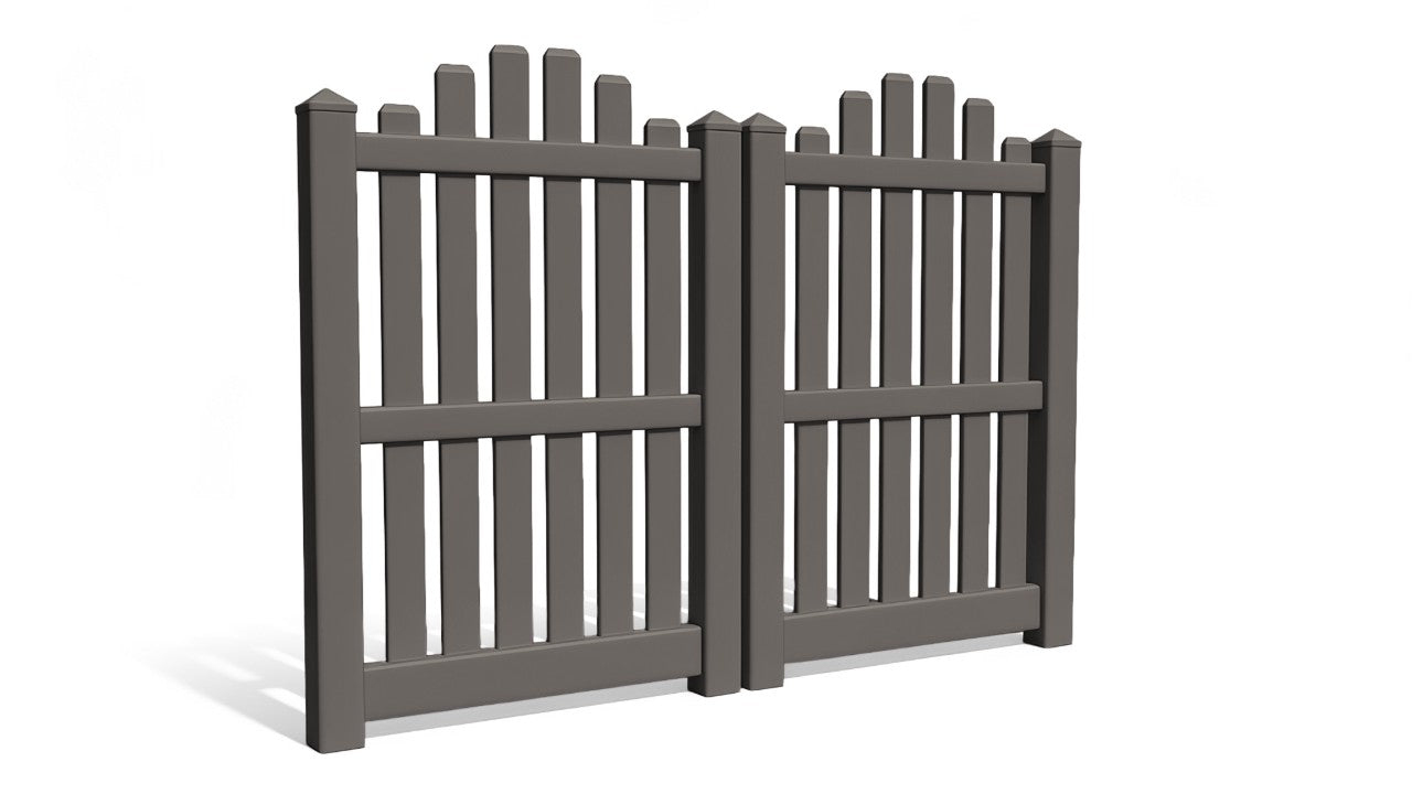 6' Tall x 6' Wide Double Drive Swing Vinyl Gate For Vinyl Fences (AFC-012)