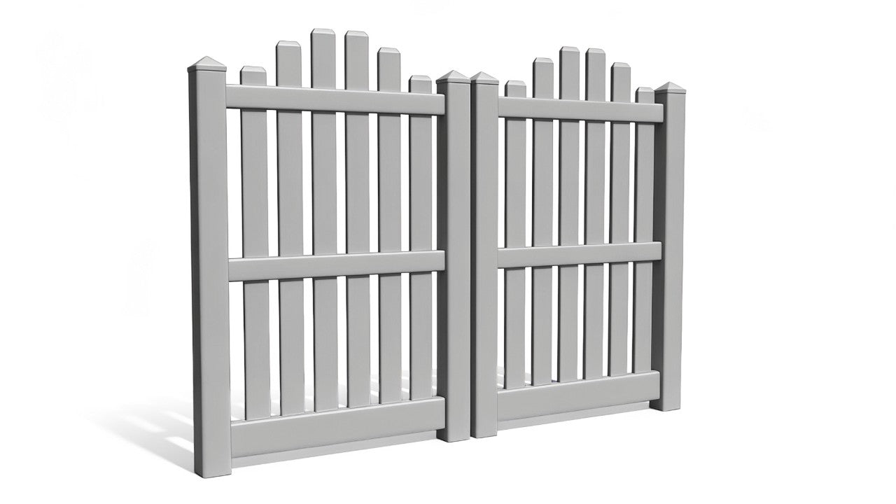 6' Tall x 6' Wide Double Drive Swing Vinyl Gate For Vinyl Fences (AFC-012)