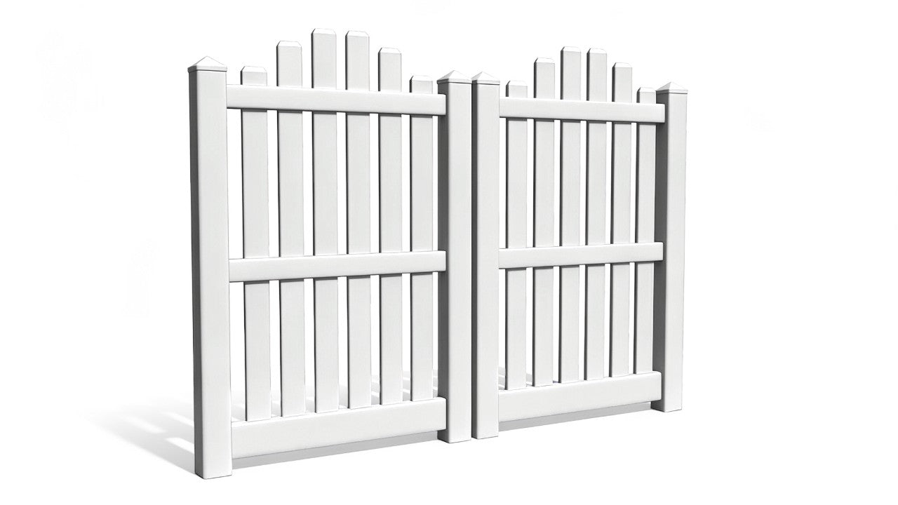 6' Tall x 6' Wide Double Drive Swing Vinyl Gate For Vinyl Fences (AFC-012)