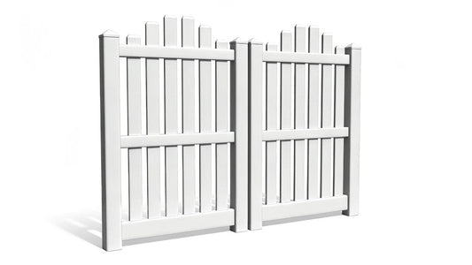 6' Tall x 6' Wide Double Drive Swing Vinyl Gate For Vinyl Fences (AFC-012)