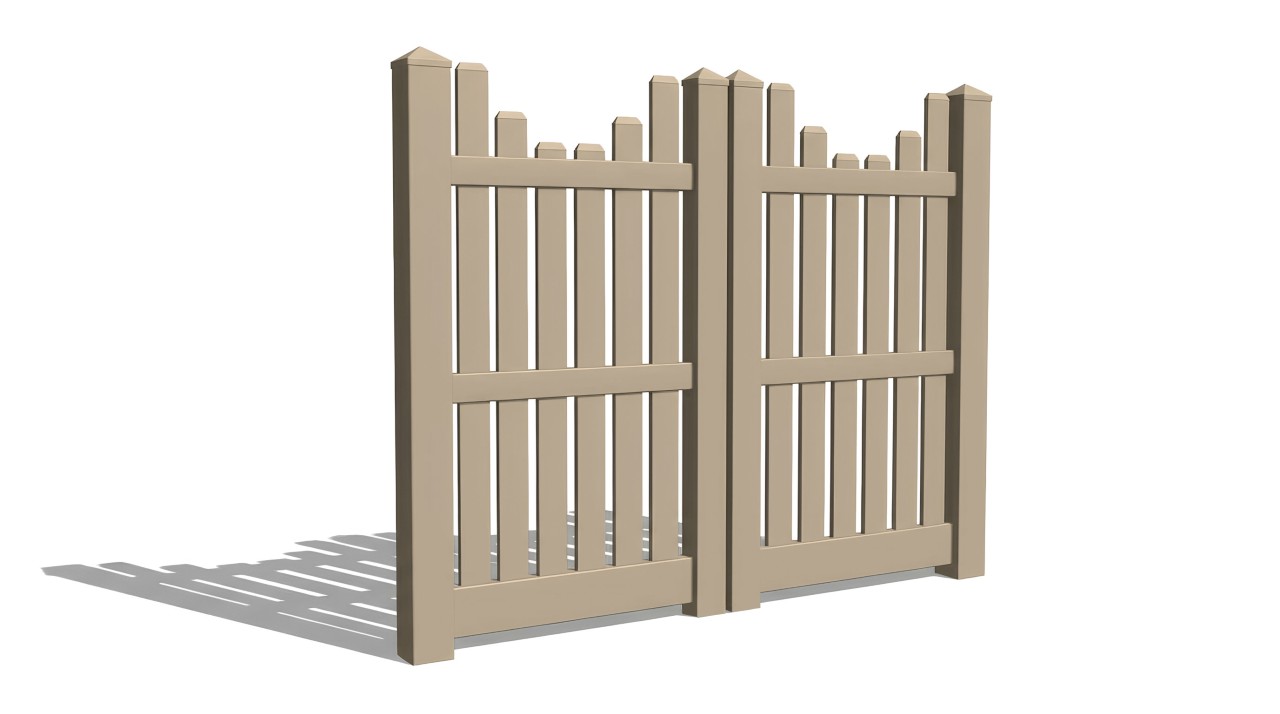 6' Tall x 6' Wide Double Drive Swing Vinyl Gate For Vinyl Fences (AFC-013)