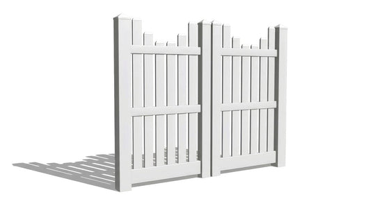 6' Tall x 6' Wide Double Drive Swing Vinyl Gate For Vinyl Fences (AFC-013)