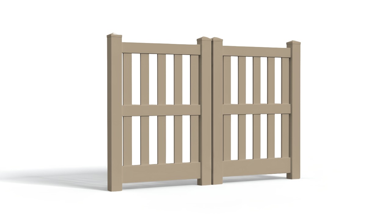 5' Tall x 6' Wide Double Drive Swing Vinyl Gate For Vinyl Fences (AFC-014)