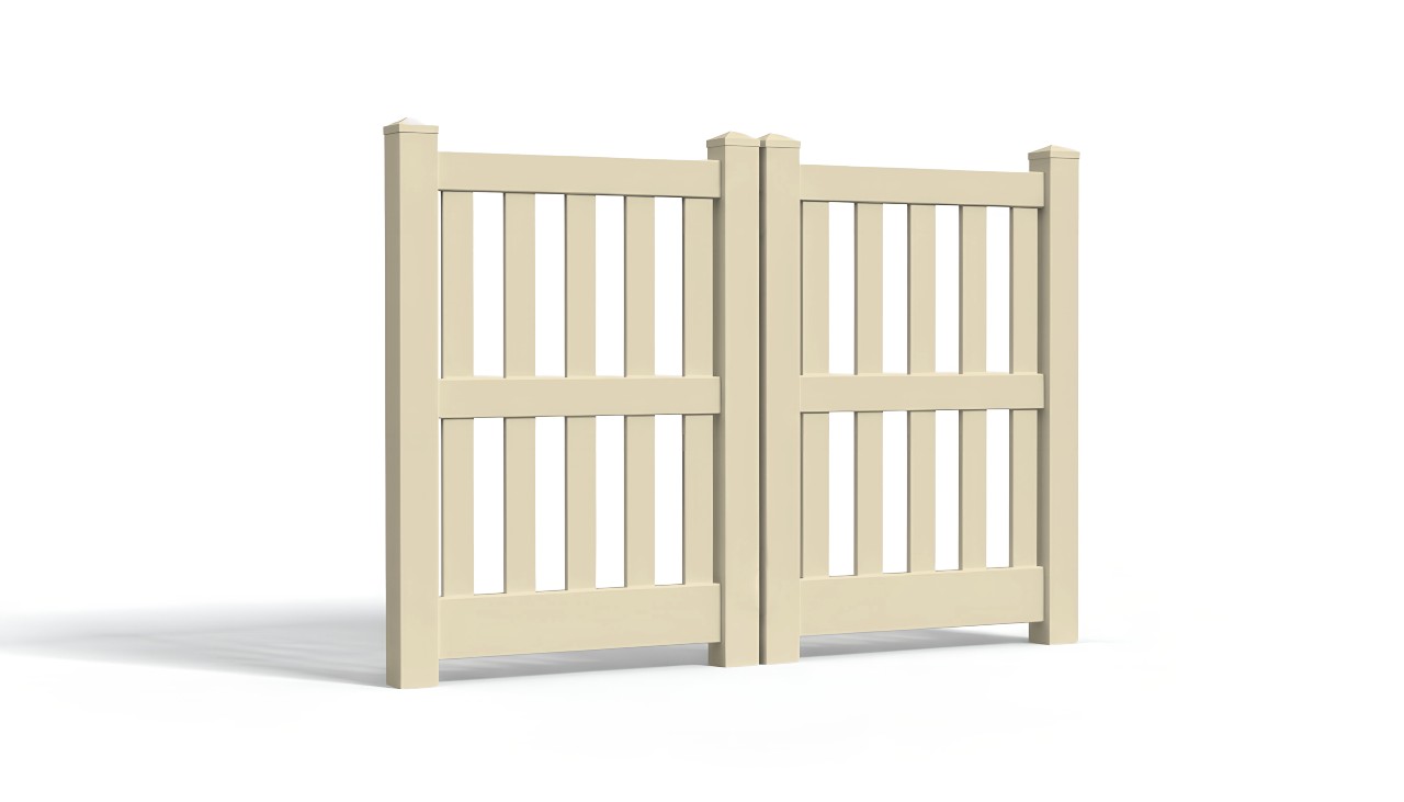 5' Tall x 6' Wide Double Drive Swing Vinyl Gate For Vinyl Fences (AFC-014)