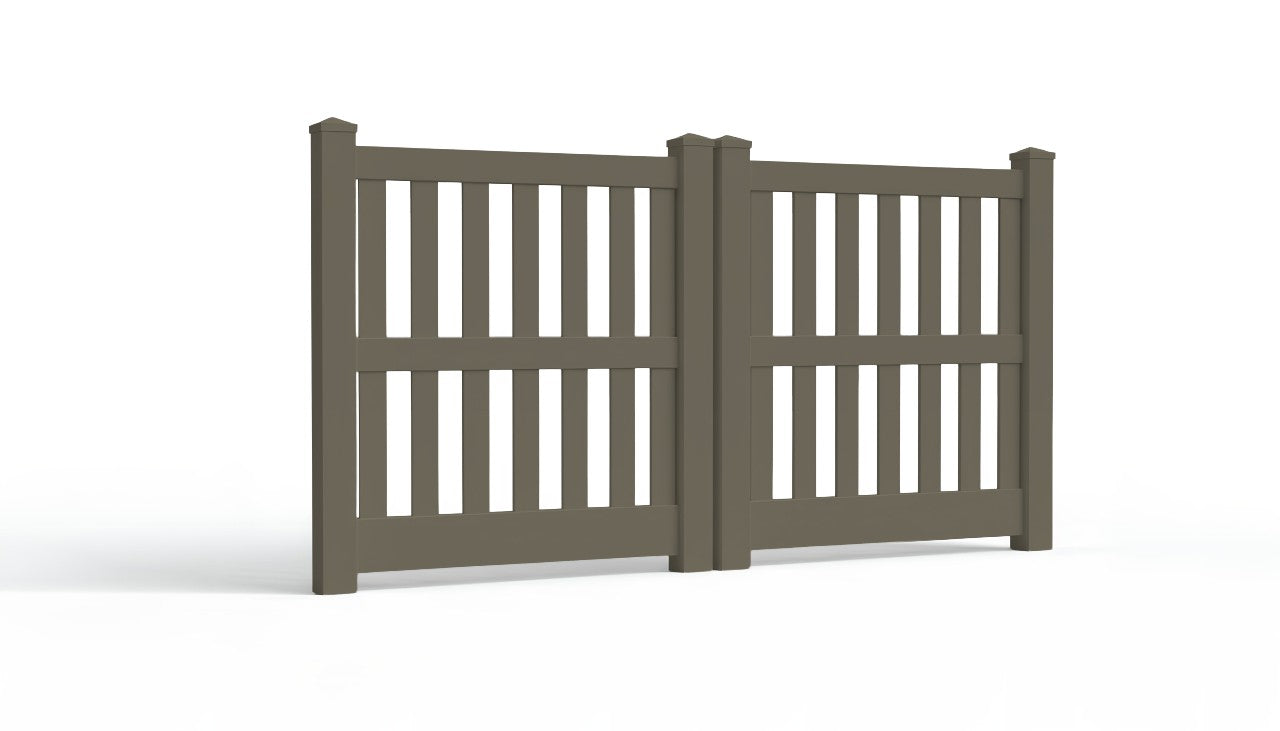 5' Tall x 8' Wide Double Drive Swing Vinyl Gate For Closed Picket Vinyl Fences (AFC-014)