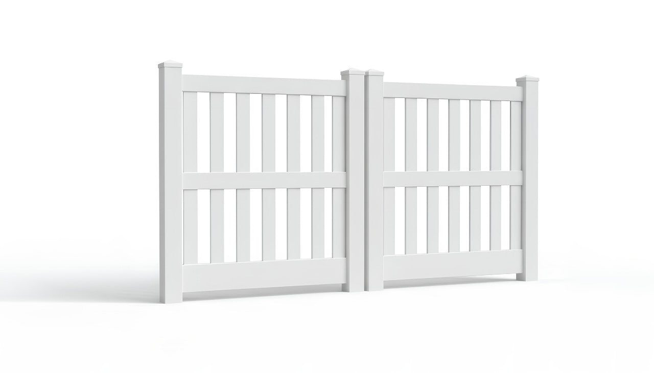 5' Tall x 8' Wide Double Drive Swing Vinyl Gate For Closed Picket Vinyl Fences (AFC-014)