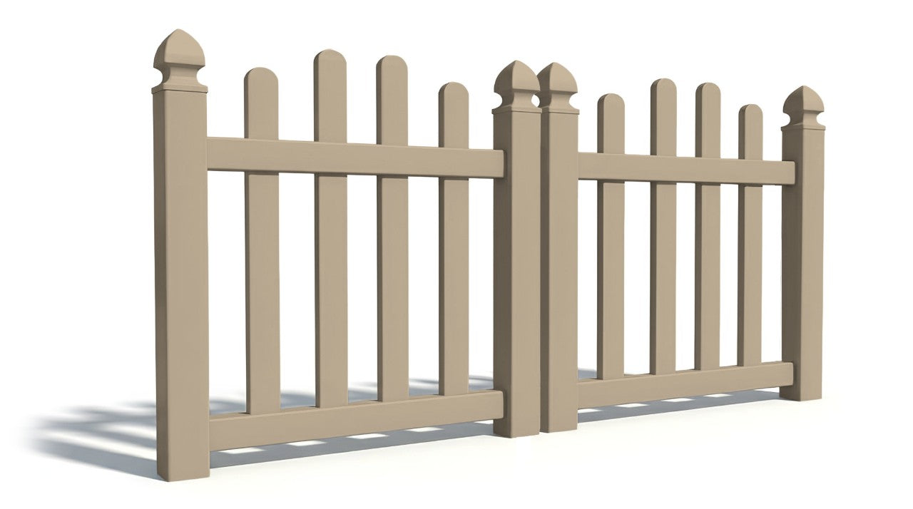 4' Tall x 6' Wide Double Drive Swing Vinyl Gate For Overscallop Vinyl Fences (AFC-016)