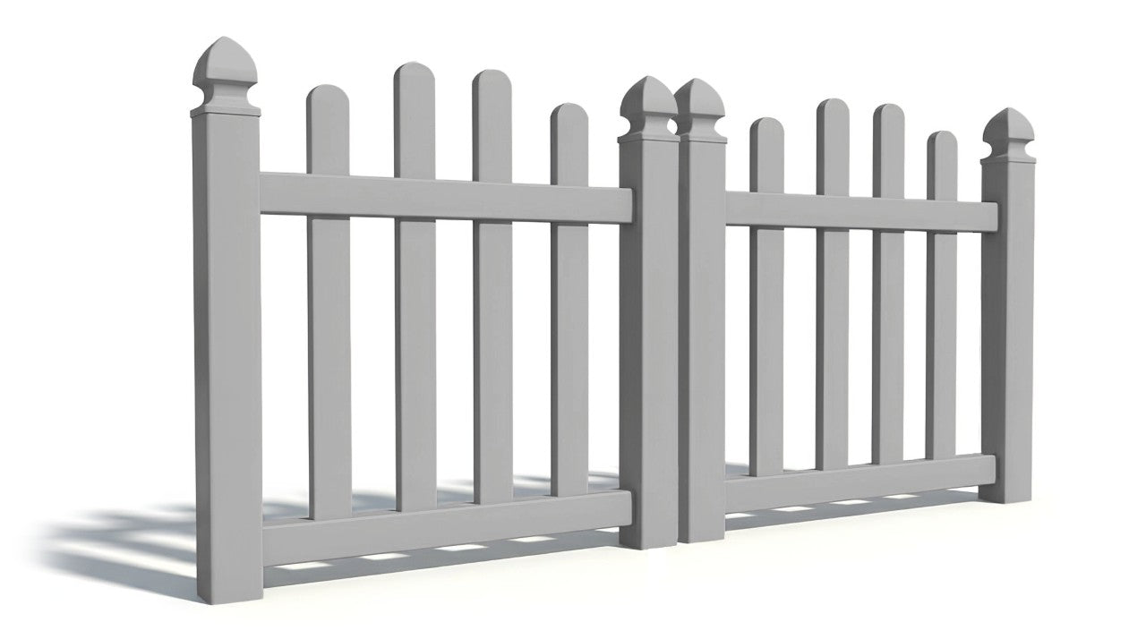 4' Tall x 6' Wide Double Drive Swing Vinyl Gate For Overscallop Vinyl Fences (AFC-016)