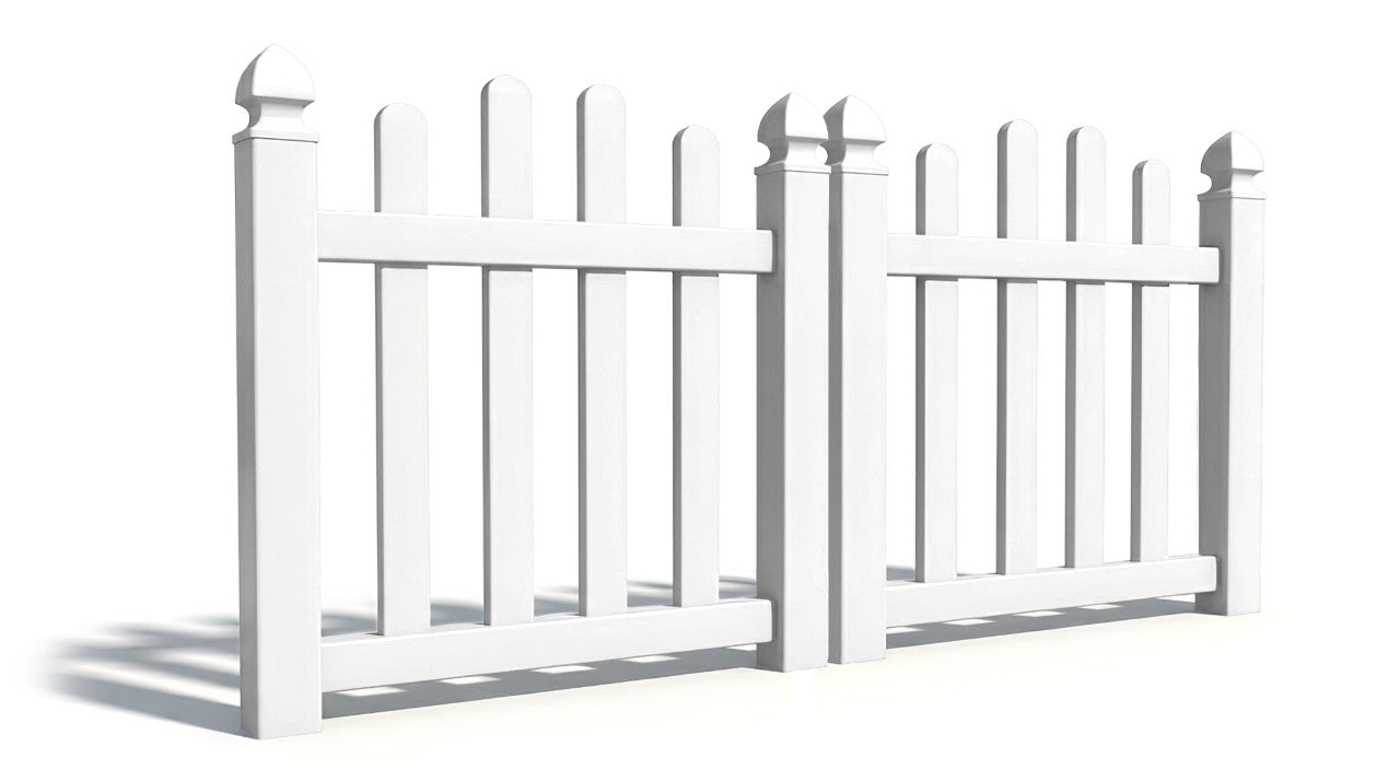 4' Tall x 6' Wide Double Drive Swing Vinyl Gate For Overscallop Vinyl Fences (AFC-016)