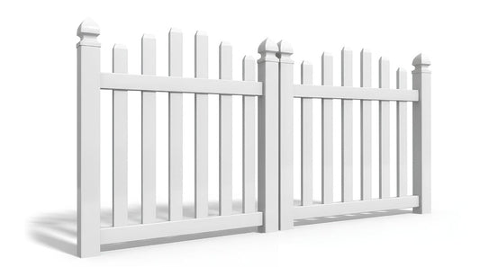 4' Tall x 8' Wide Double Drive Swing Vinyl Gate For Vinyl Fences (AFC-016)