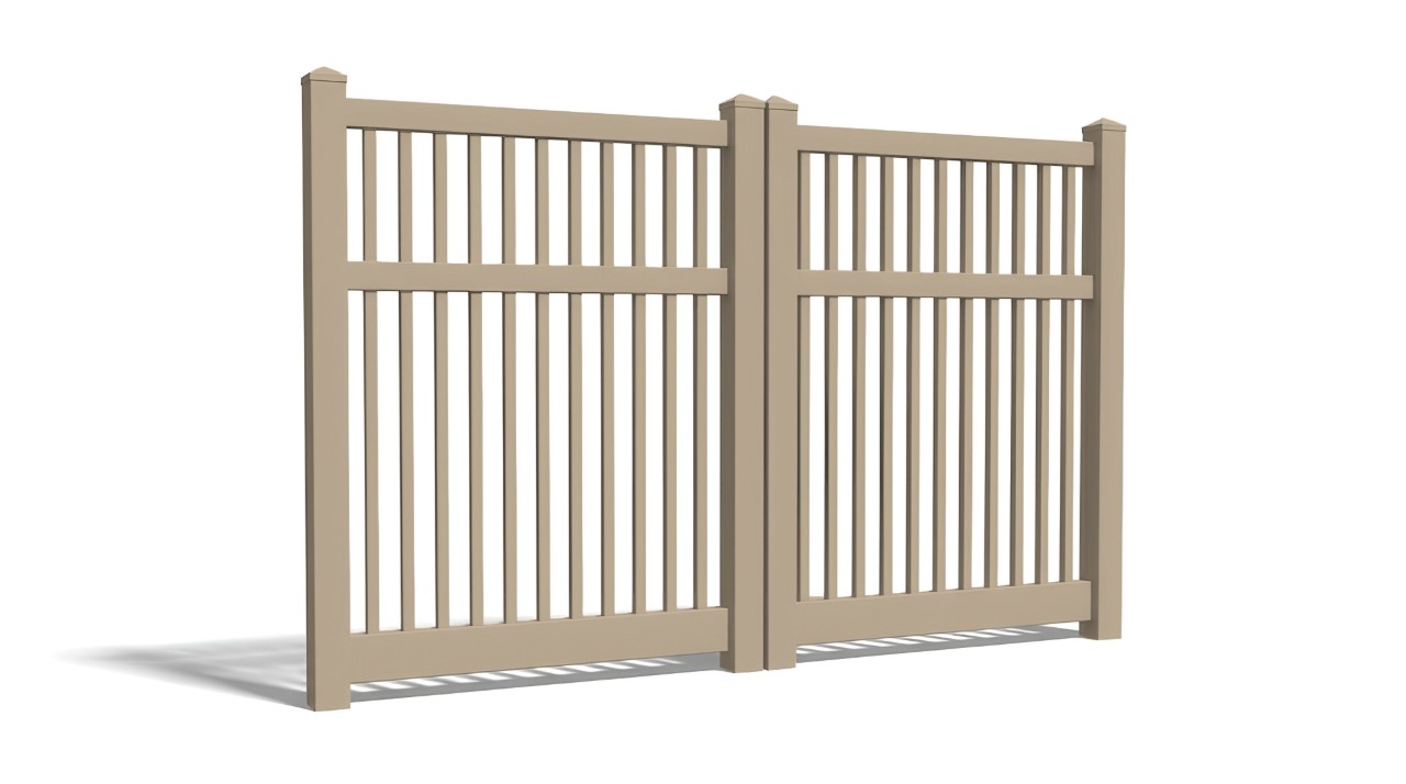 6' Tall x 8' Wide Double Drive Swing Vinyl Gate For Closed Picket Vinyl Fences (AFC-017)