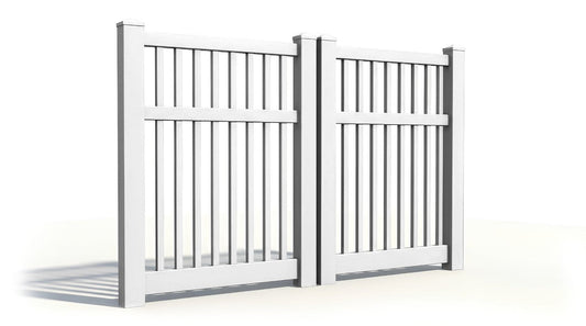 6' Tall x 6' Wide Double Drive Swing Vinyl Gate For Vinyl Fences (AFC-017)
